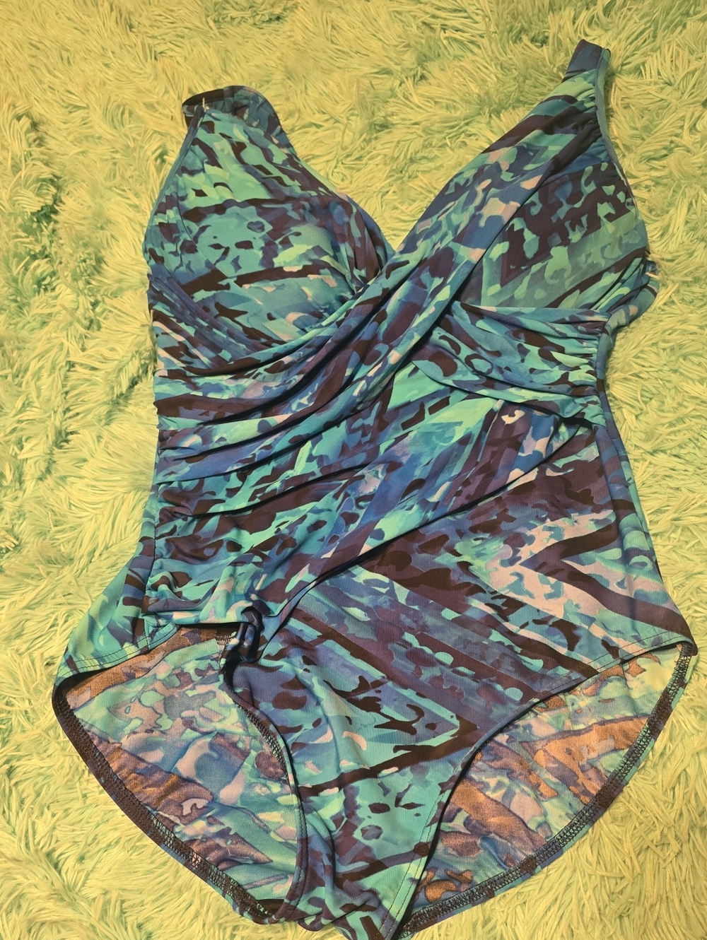 Miraclesuit Blue Teal Multi-Print One-Piece Swimsuit
